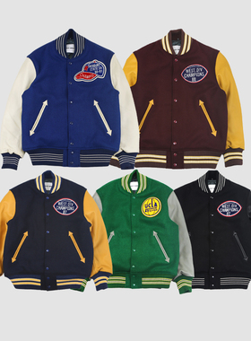 LAST HEIRS 天花板！1970s复古棒球夹克英国重磅厚羊毛美国牛皮夯