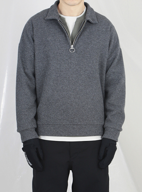 LAST HEIRS 黑钻BD温暖速干羊毛防静电防蛀宽松拉链翻领毛衣男女