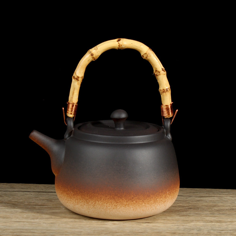 陶壶烧水壶日式提梁壶煮茶壶电陶炉耐热壶宽口窑变色白泥家用茶具