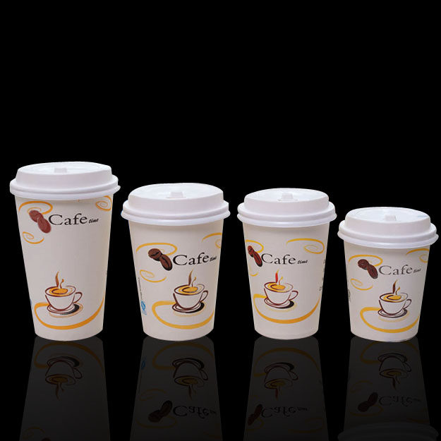 Cafe time经典加厚咖啡纸杯1千只一次性牛奶豆浆奶茶带盖定制包邮