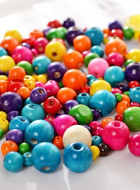 6/8/10/12/14/16/18MM彩色木珠 圆木珠(深色)木珠 200个