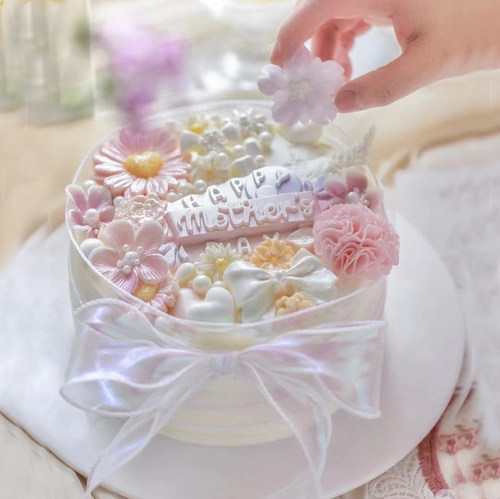 网红母亲节生日蛋糕花束蝴蝶结