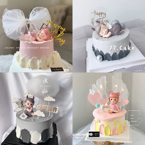 满月爱莎翅膀小女孩摆件生日蛋糕