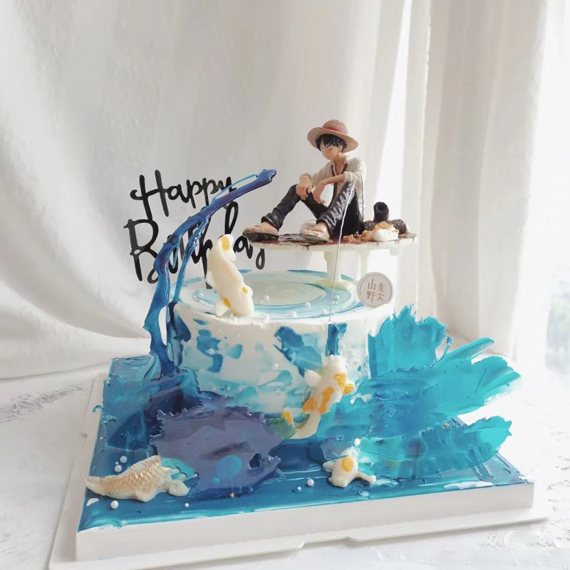 海贼王路飞公仔男孩生日蛋糕摆件