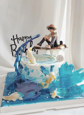 海贼王路飞公仔男孩生日蛋糕摆件