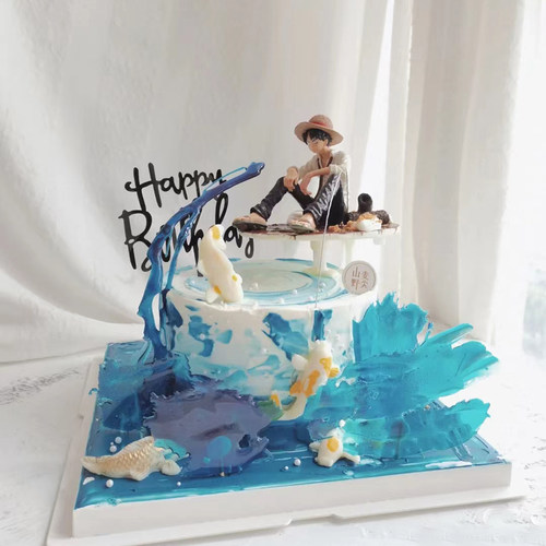 海贼王路飞公仔男孩生日蛋糕摆件