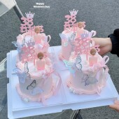 生日蛋糕蝴蝶装 饰女款 饰插件 皇冠38女神节女王节蛋糕装 网红新款
