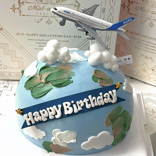 饰摆件合金小飞机模型飞行员生日蛋糕插件配件 男孩飞机主题蛋糕装