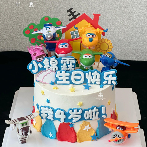 儿童卡通生日蛋糕装饰超级飞侠小飞机乐迪小爱玩偶玩具摆件插件