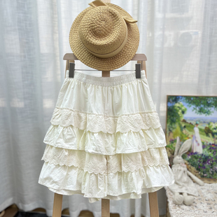 25夏新品 森系甜美少女多层花边蛋糕短裤 蕾丝边减龄学院风休闲裤