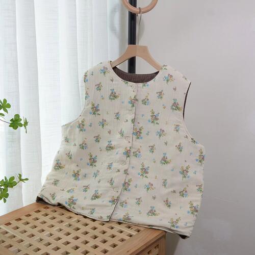 碎花夹棉马夹软糯棉质宽松马甲