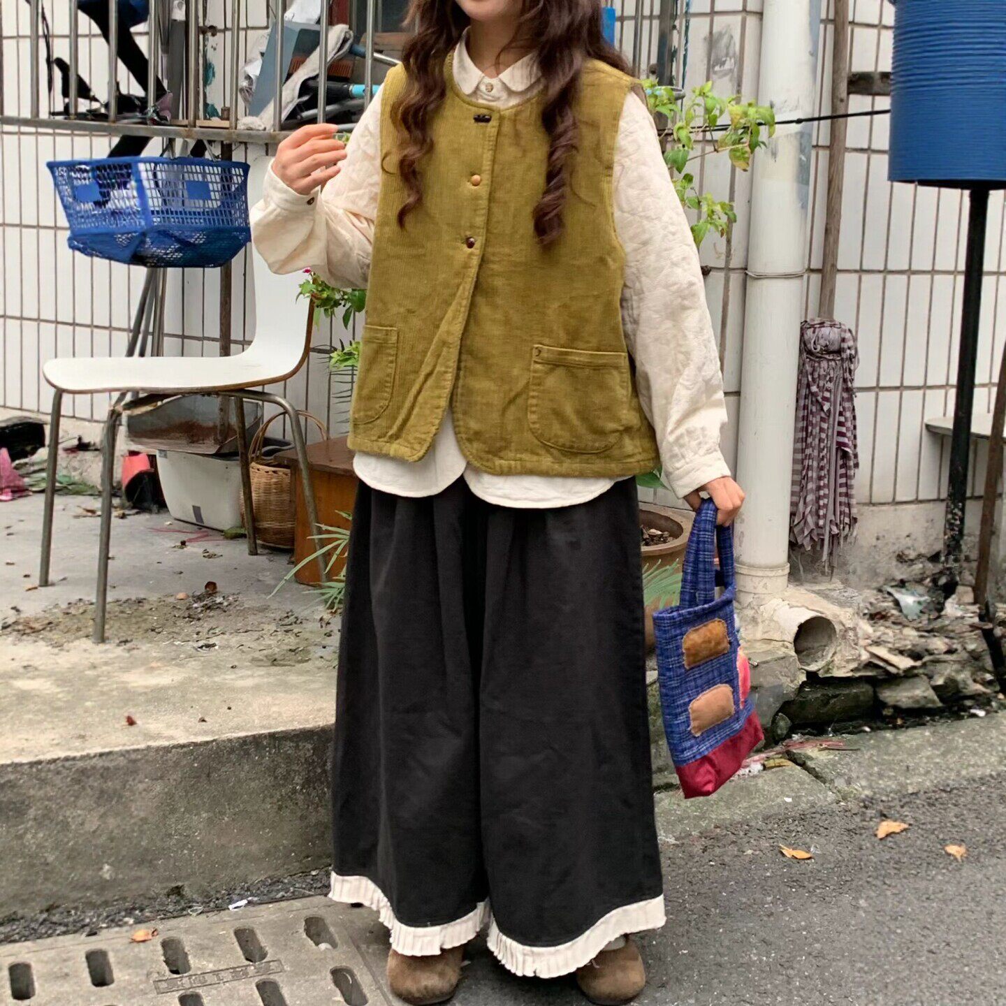 灯芯绒夹棉贴袋马甲坎肩