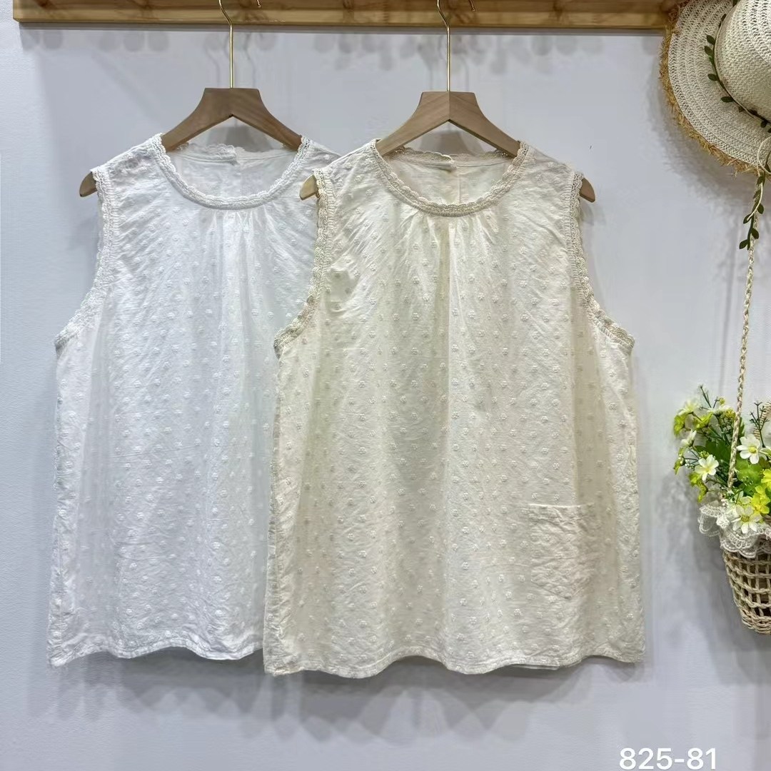 森系圆领无袖提花镂空小背心宽松套头棉质百搭打底叠穿内搭上衣女,女装/女士精品,背心吊带,淘宝优惠券,粉丝福利购,淘宝优惠卷
