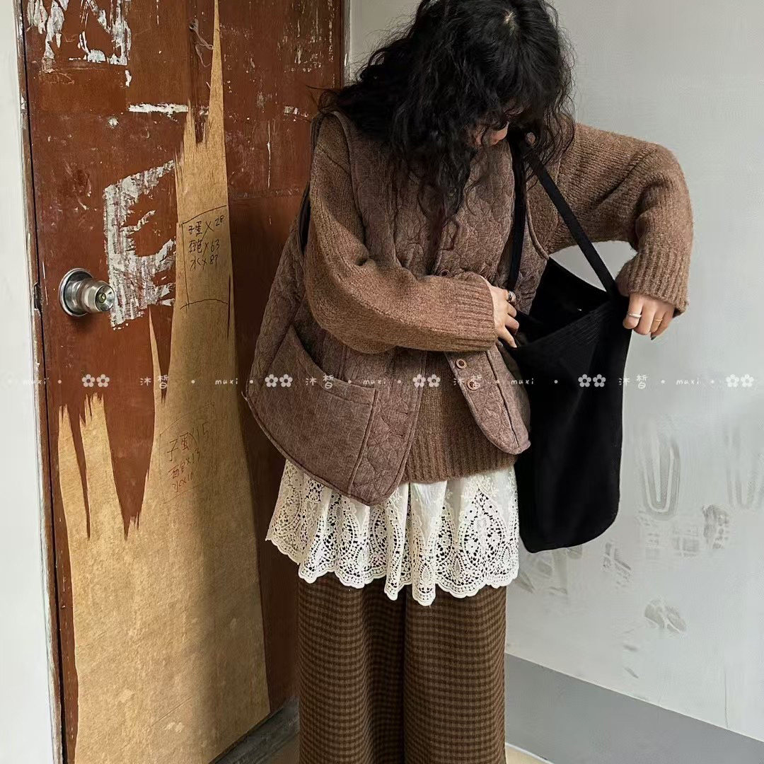 短A字森系甜美刺绣叠穿打底屁帘