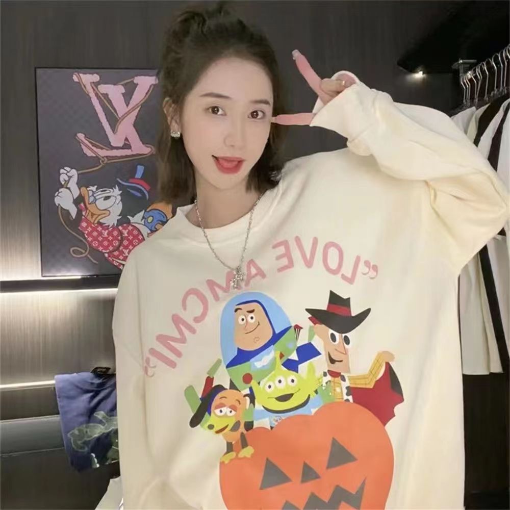 卫衣女南瓜巴斯秋冬圆领长袖套头大码中长款宽松慵懒风洋气上衣潮
