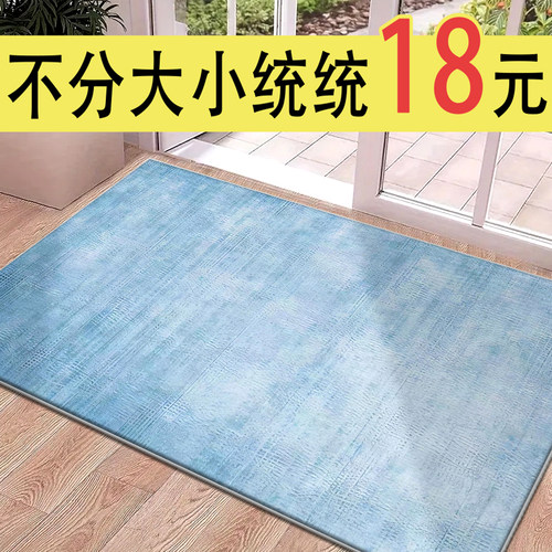 耐脏室内外大门地毯浅蓝色系简约风门口脚垫除尘耐脏进门垫新款
