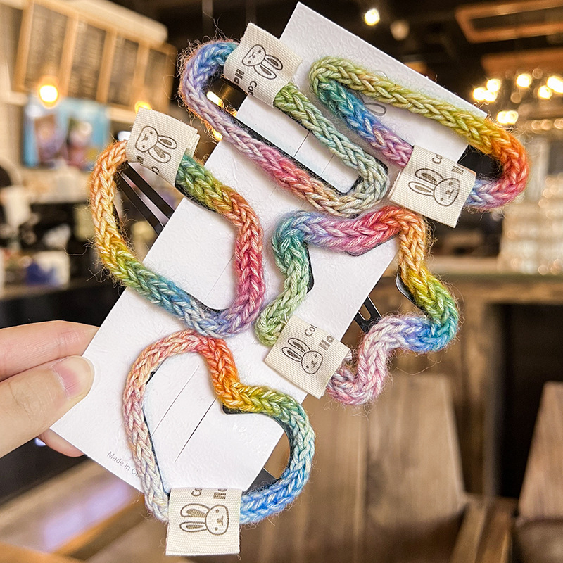 韩版彩红色毛线卡通发夹儿童发饰可爱水滴BB夹碎发夹刘海夹头饰品