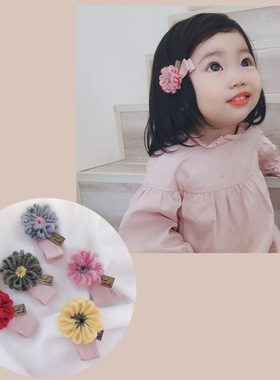 轻轻慢 韩国儿童发饰女童毛线钩织彩色发夹宝宝针织刘海夹大BB夹