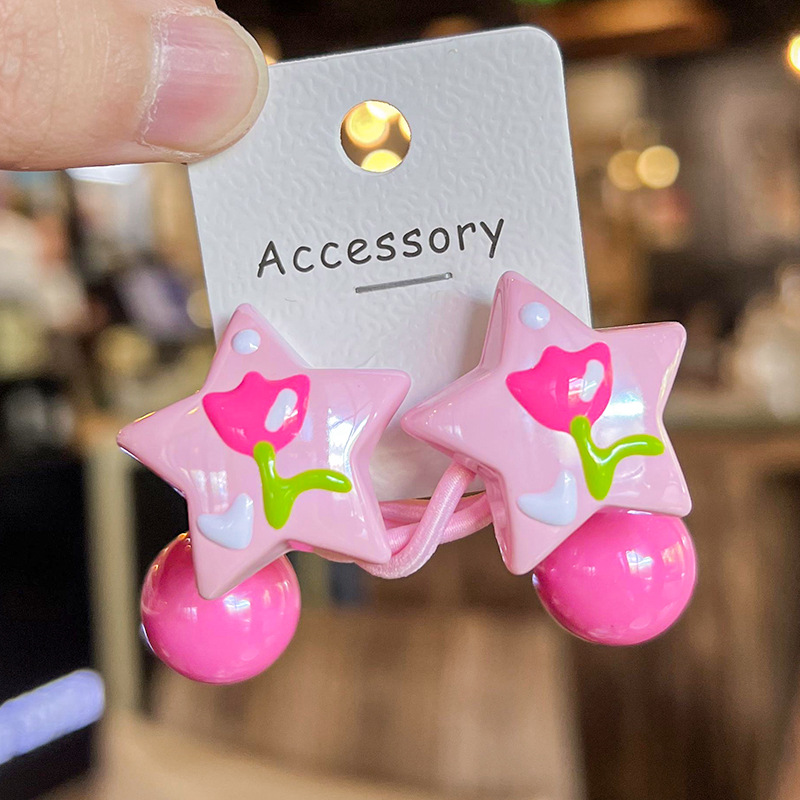 彩色手绘儿童发圈星星发绳女孩扎马尾绕皮筋可爱头绳发饰韩版