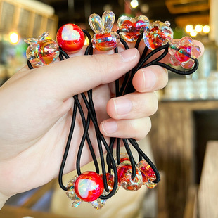 国潮红色系女生扎头绳女童可爱绕绕皮筋卡通发绳发圈高弹力头饰