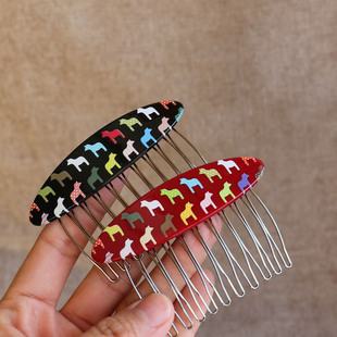 新年2026马年彩虹彩色小马侧边刘海夹插梳夹子碎发夹刘海夹