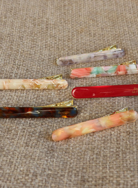法式优雅~小法棍发夹环保醋酸金标红色幻彩碎发夹边夹刘海夹