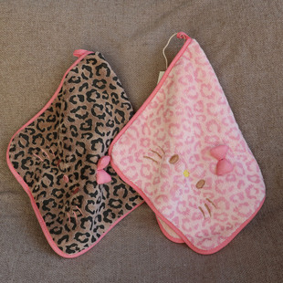 又厚实又柔软~可爱刺绣kitty立体蝴蝶结豹纹珊瑚绒吸水毛巾面巾