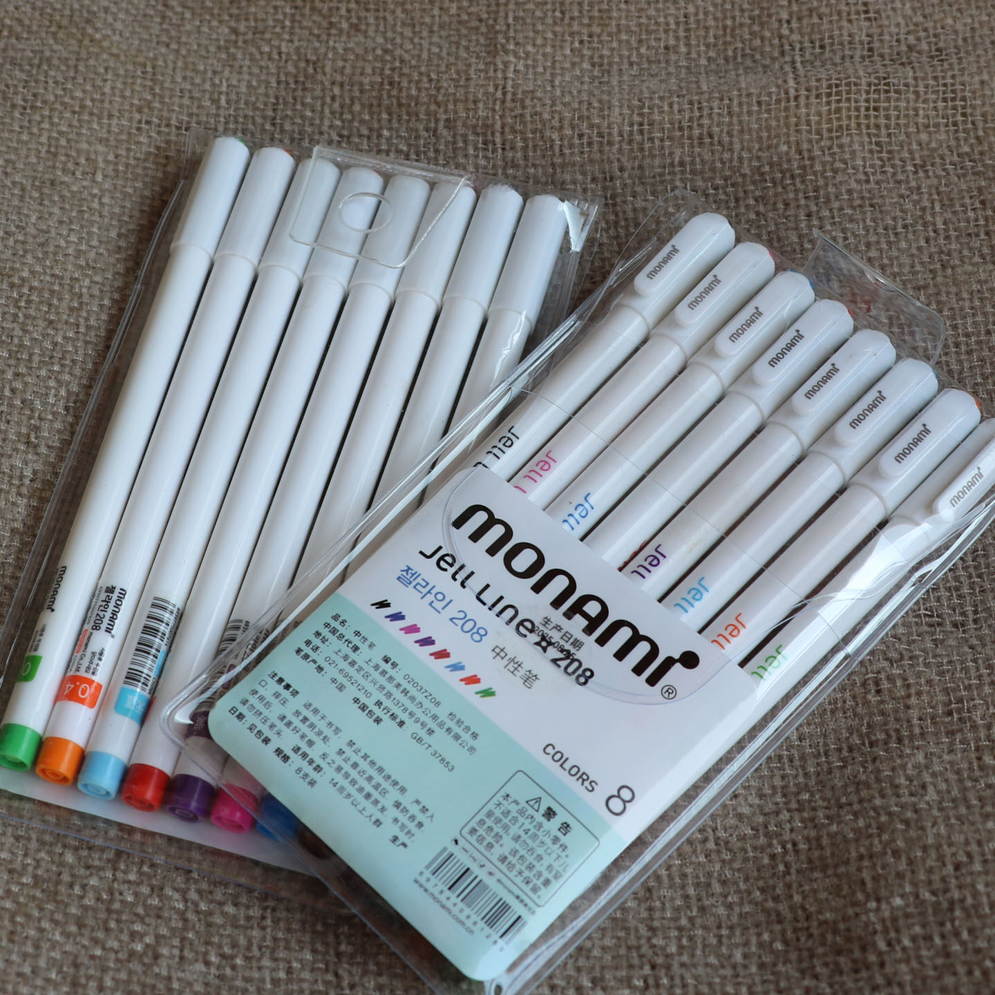 韩国文具monami慕娜美8色0.4针管中性笔彩笔