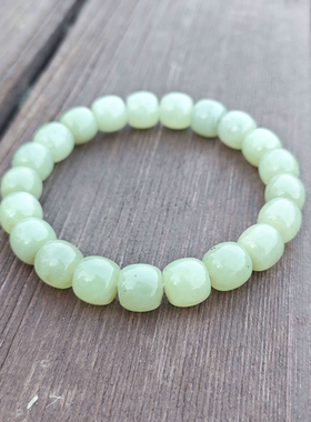 天然新疆黄口料手串和田玉老型珠晴水手串苹果珠老料手链礼物10mm