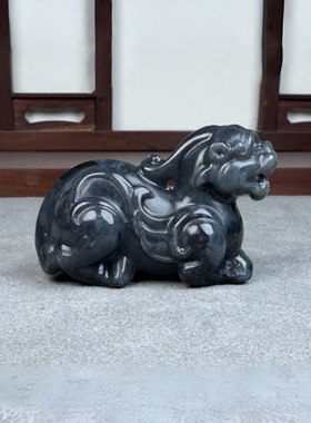 招财貔貅天然新疆和田玉青花籽料貔貅手把件摆件男女复古国风礼物