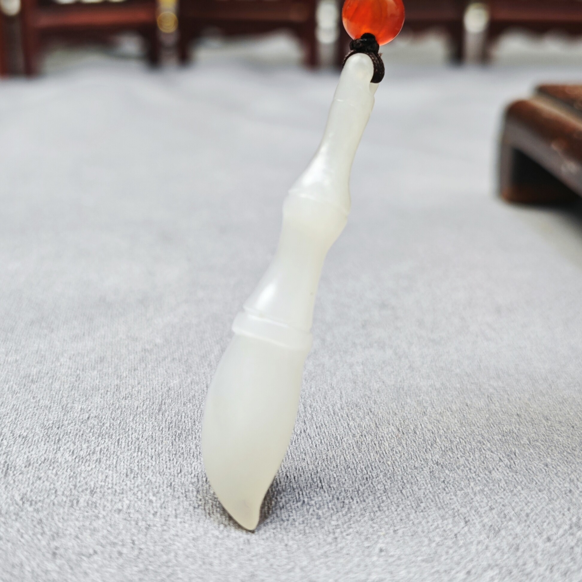 天然羊脂白玉毛笔吊坠和田玉竹节挂件寓意好物男女生宝宝国风礼物