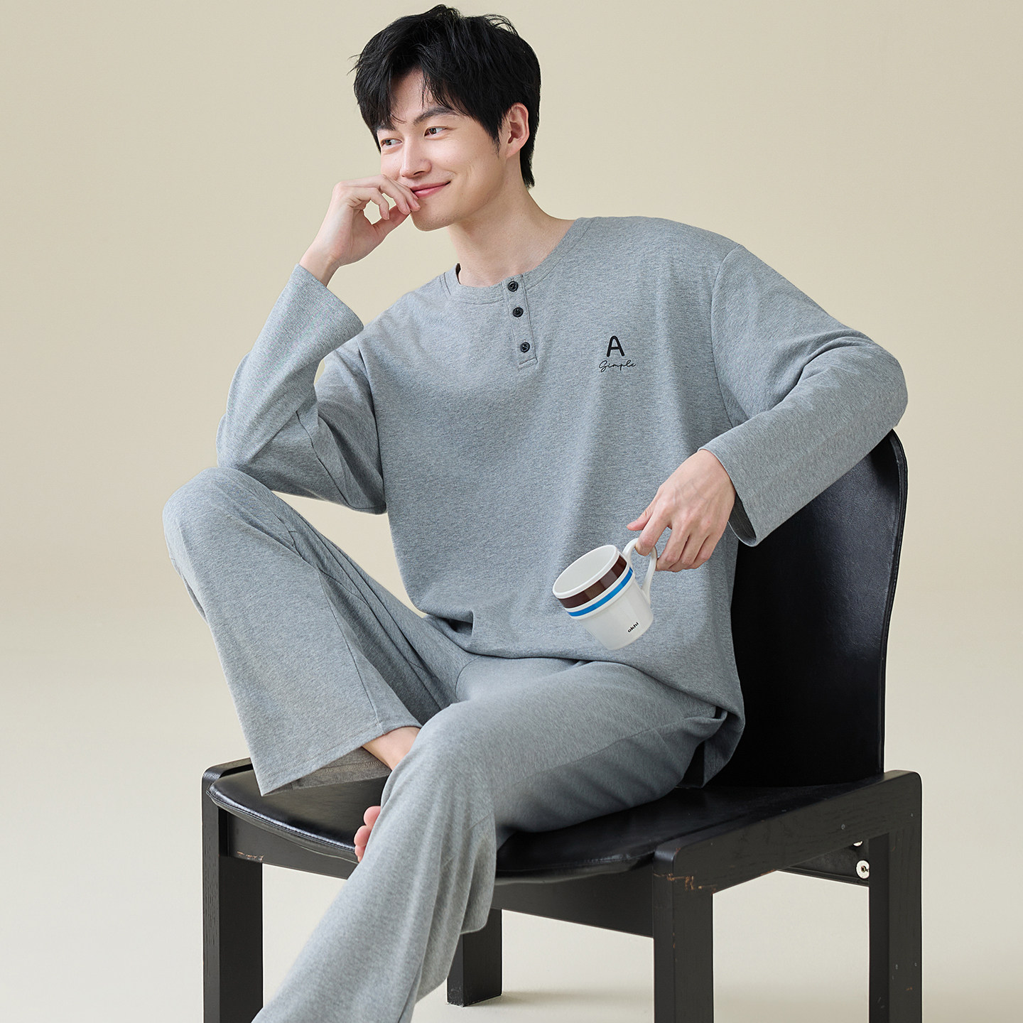 套头式男士睡衣冬季纯棉长袖圆领套头家居服可外穿,女士内衣/男士内衣/家居服,睡衣/家居服套装,淘宝优惠券,粉丝福利购,淘宝优惠卷