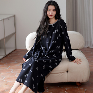 睡裙女春秋款纯棉长袖2025新款夏季薄款全棉睡衣女款家居服可外穿