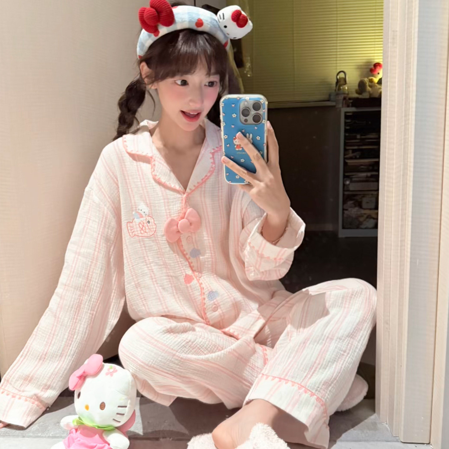 甜美日系睡衣女冬季纯棉纱布长袖开衫卡通家居服套装可外穿,女士内衣/男士内衣/家居服,睡衣/家居服套装,淘宝优惠券,粉丝福利购,淘宝优惠卷