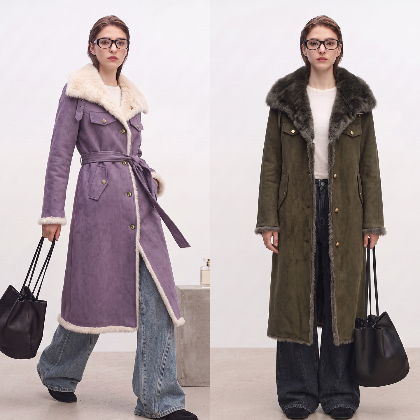 MsCili女真皮兔皮毛一体加厚大衣