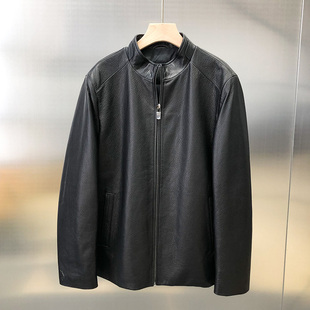 领羽绒内胆 皮夹克西装 海宁真皮皮衣男士 翻领头层牛皮风衣中长款