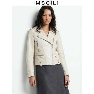 进口绵羊皮真皮机车服皮衣外套女夹克 新款 MSCILI刺梨 传奇机车