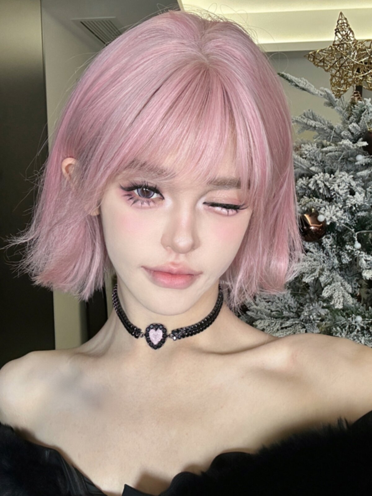 小圆专属-甜心粉日常假发女短发女波波头发型甜酷女生短直发清爽