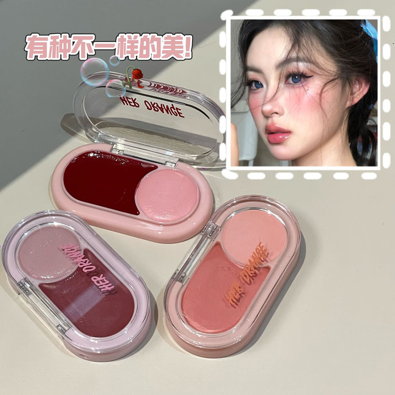 HERORANGE半熟淡颜双色腮红膏 自然提气色水光感提亮哑光腮红美妆