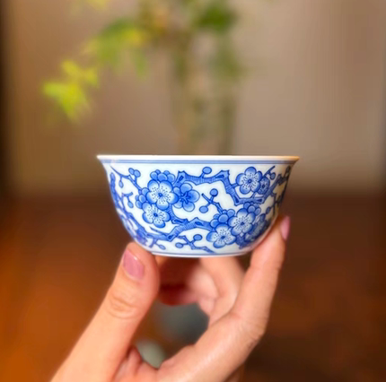 铭清堂于君亲绘满梅鸡缸杯于君亲工冰梅主人杯手工卧足杯西泠印社