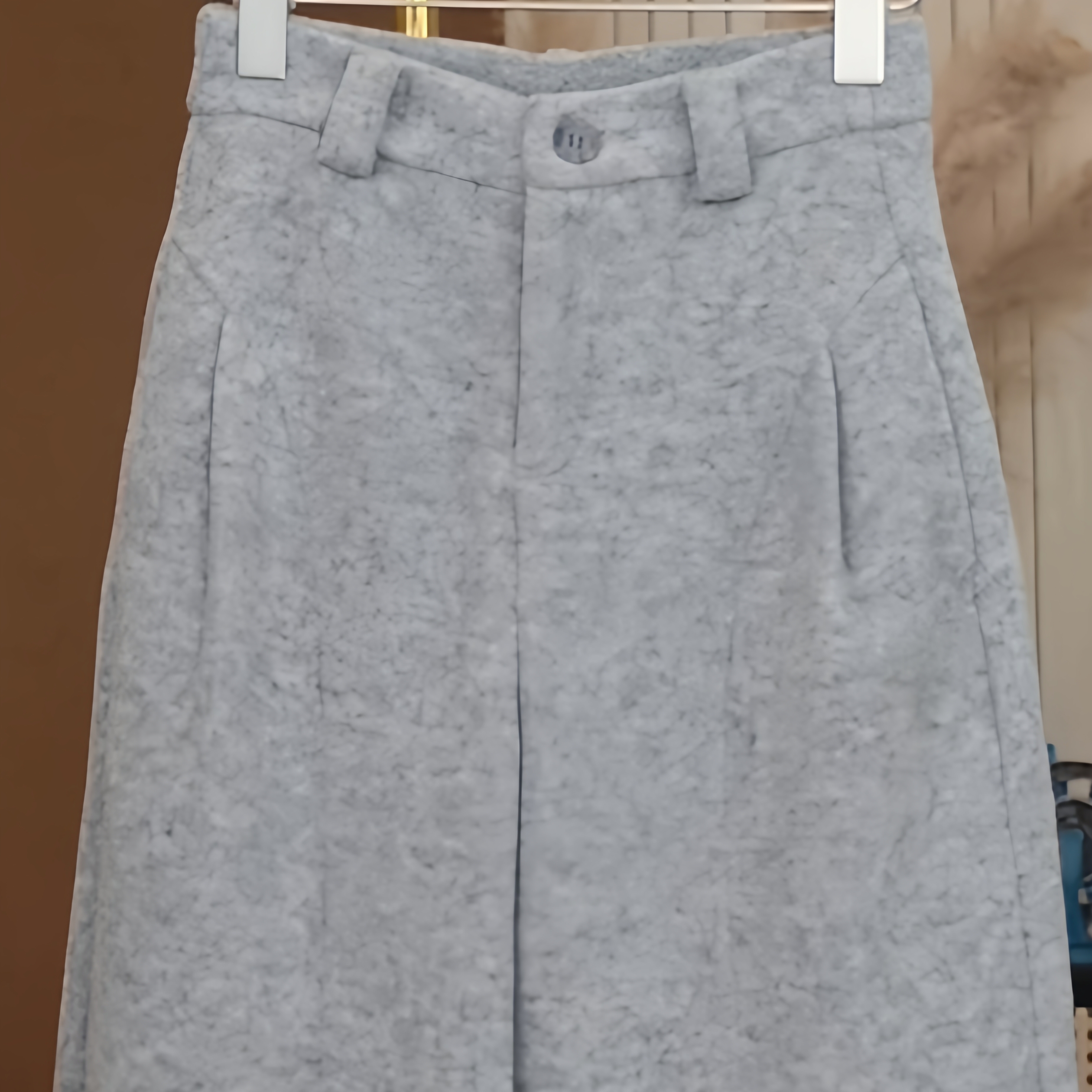 羊毛高腰保暖显瘦2025秋冬新款韩版宽松显瘦直简阔腿裤长裤88057