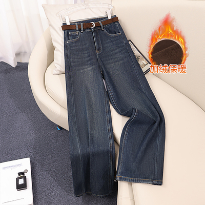 超火的爆款加绒加厚牛仔裤女