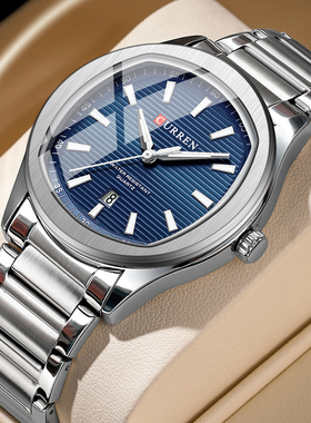 CURREN手表男石英机芯手表男士夜光防水韩版时尚网红款钢带腕表