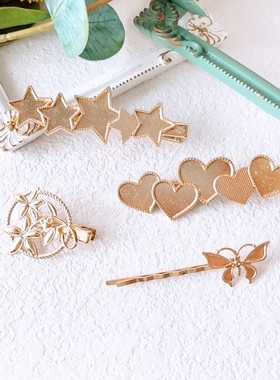 滴油边夹仿烧蓝发夹蝴蝶小边夹点翠螺钿头饰DIY材料手作配件KC金