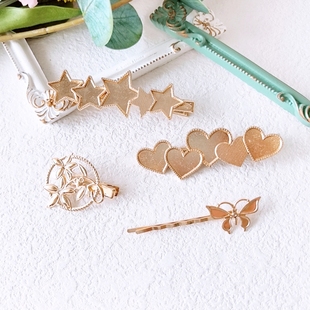 滴油边夹仿烧蓝发夹蝴蝶小边夹点翠螺钿头饰DIY材料手作配件KC金