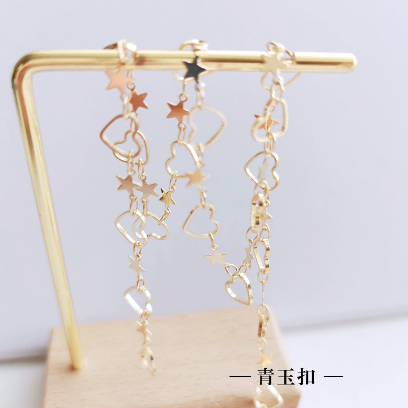 14K GOLD-FILLED COPPER-PLATED REAL GOLD-PLATED FIVE-POINTED STAR LOVE CHAIN DIY BRACELET NECKLACE ACCESSORIES ELEGANT AND VERSATILE STAR CHAIN