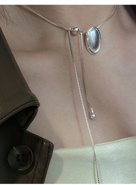 档口同款S925小众设计感椭圆哑光时尚毛衣链韩国风INS博主款项链