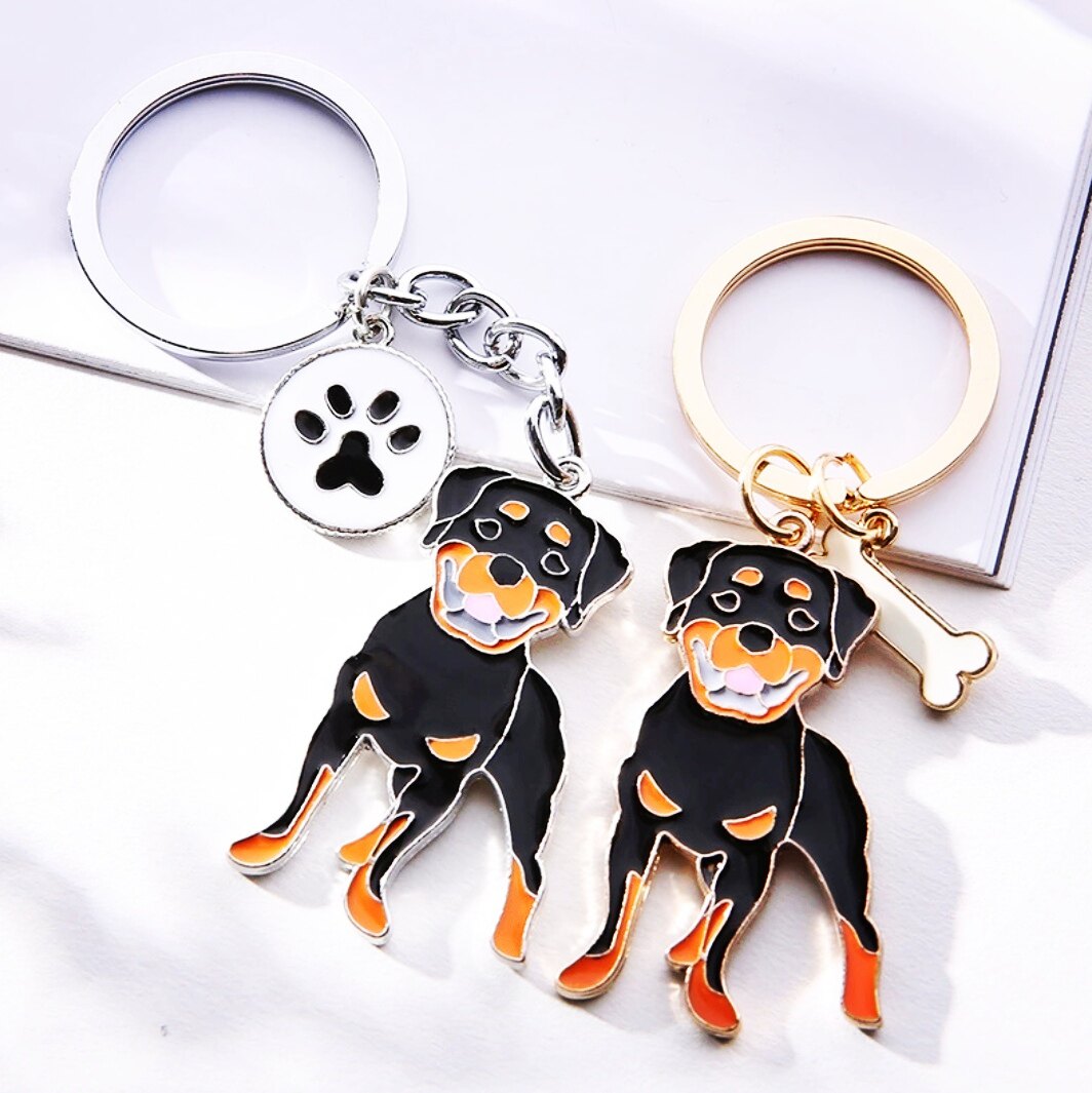 Rottweiler Keychain 罗威纳犬钥匙扣宠物狗挂件钥匙圈饰品图片