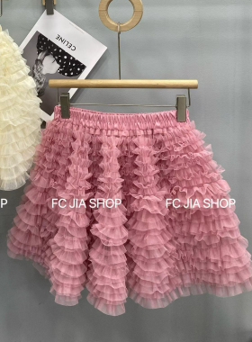 韩国东大门新款韩系ins风甜美蕾丝花边拼接蛋糕裙半身裙