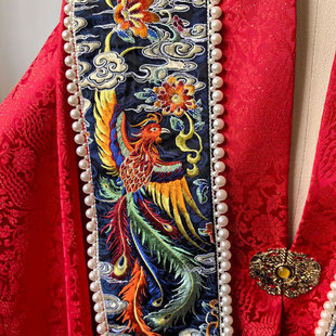 鸣皋堂制衣明制汉服定制重工绣花霞帔明制婚服礼服